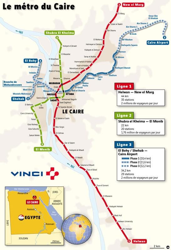 Hartă de metrou din cairo