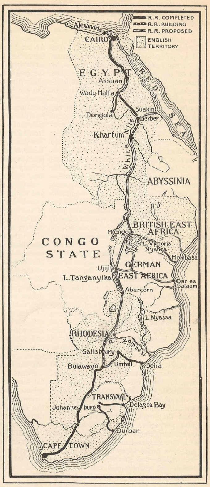 Harta cape la cairo de cale ferată